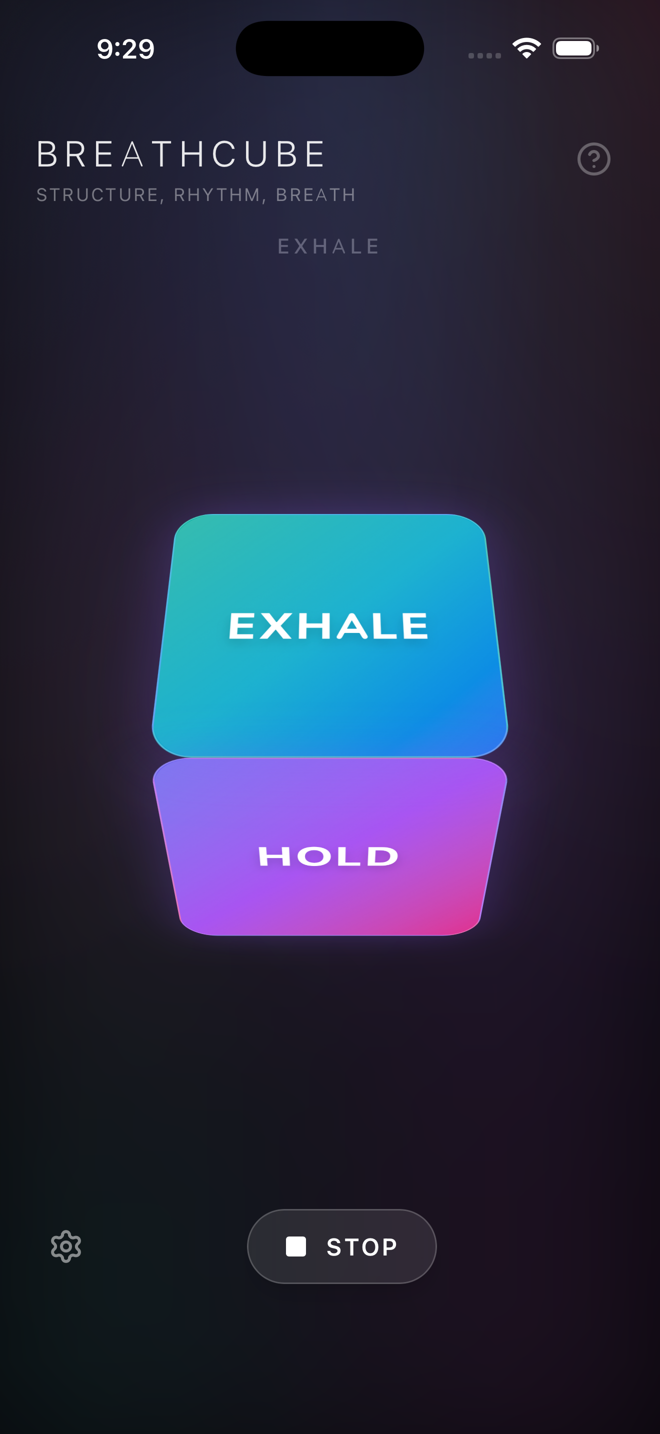 BreathCube showing Breathe In phase